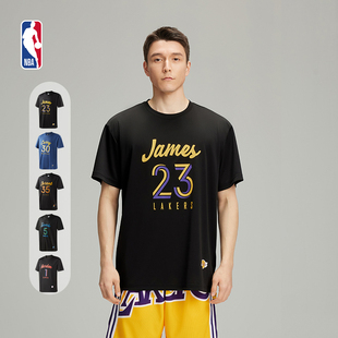 NBA夏季中性休闲宽松黑色短袖T恤詹姆斯/库里/杜兰特