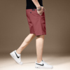 欧美高级感红色休闲短裤男夏季薄款宽松直筒，高端冰丝凉感五分裤子