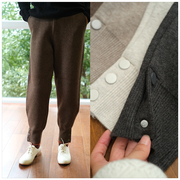 羊毛纽扣小脚裤抗起球百搭、舒适、保暖休闲裤长裤