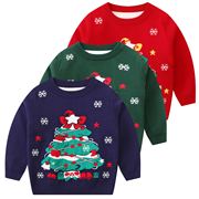 圣诞节毛衣男童冬装儿童新年装针织衫中小童雪花麋鹿圣诞树