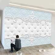 3d软包电视背景墙壁纸卧室装饰欧式花纹客厅温馨大气简约墙纸墙布