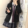 原创jk制服黑色西装外套女大学生，学院风校供感绀色三粒扣西服上衣