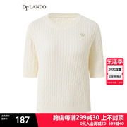 DTLANDO针织衫女春夏简约百搭100%棉软糯圆领刺绣短袖T恤罩衫