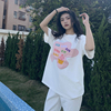 橘子树在哪儿甜美风刺绣圆领，短袖t恤女夏季宽松可爱白色半袖体恤