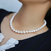天然母贝珍珠项链女不掉色白色贝珠颈链经典款送妈妈送手链