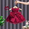 周1岁礼服女宝女童蓬蓬裙，宝宝生日红色，连衣裙婴儿百日宴公主裙