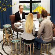 欧式镀金色布艺圆凳子，家用沙发凳换鞋凳餐桌椅坐凳软凳简易客厅凳