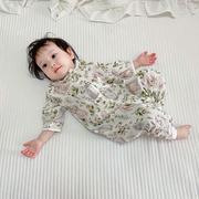 婴儿睡袋夏季薄款双层竹棉纱布九分袖儿童睡衣空调房宝宝分腿睡袋