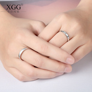 刻字925女款光面银戒指，韩国潮人情侣，对戒开口活口男女时尚饰品