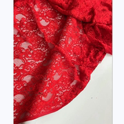 重磅大红色蕾丝面料股线镂空大花，刺绣花边连衣裙新娘旗袍礼服布料