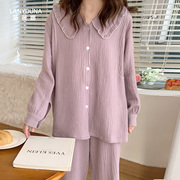 孕妇睡衣夏季薄款纯棉产后纱布月子服春秋3月份4产妇哺乳家居服女