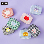 BT21防弹少年团minini CHECK PATTERN化妆包洗漱包女格子收纳袋