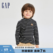 Gap男女幼童春秋LOGO款半高领弹力长袖T恤儿童装休闲上衣784989