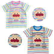 mikiumkee夏装日系男女儿童，卡通全棉色织面包彩条，宝宝短袖t恤