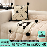 熊猫花花客厅沙发抱枕被两用车载毯子二合一办公室空调被午休毯