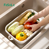 fasola厨房洗菜盆家用硅胶，折叠洗水果蔬菜沥水盆，洗菜篮子洗碗筷盆