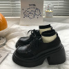 小sun家单鞋女2024春季时尚，高跟黑色厚底，增高乐福英伦小皮鞋