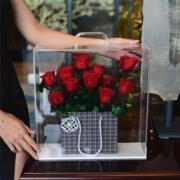 情人节送女友闺蜜表白生日礼物11朵玫瑰花永生花手提亚克力花盒