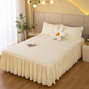 韩版床裙款床单枕套床笠防滑固定床罩保护罩纯色1.5米1.8米床垫款