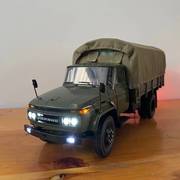 新 款1 24世纪龙解放CA141军卡车改装篷布版灯光精细合金仿真汽车