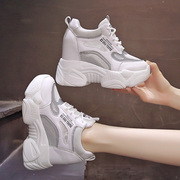 白色老爹鞋女款202310cm内增高女鞋厚底松糕鞋透气休闲运动鞋