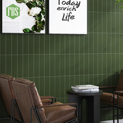 法帝莎橄榄绿长条砖复古卫生间厨房墙面砖全瓷纯色砖小条哑光瓷砖