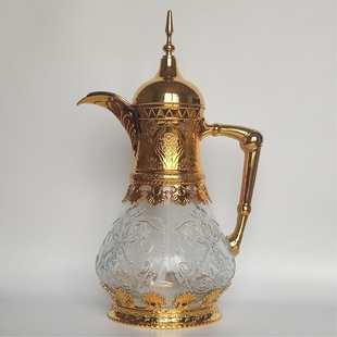 阿拉伯玻璃水壶复古雕花，冷水壶果汁饮料凉水瓶，轻奢中东咖啡壶手提