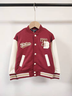 小熊童装春秋款韩版男童红色蓝色可爱夹克棒球服外套TTJJ234991K