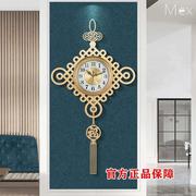 新中式纯铜客厅大挂钟现代轻奢家用铜钟表个性创意中国结挂墙时钟