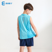 粒子儿童羽毛球服夏季速干衣男童运动背心套装无袖运动上衣训练服