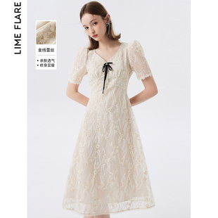 莱茵福莱尔法式白色蕾丝气质，连衣裙泡泡袖高级2023夏季公主裙