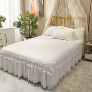 简约全棉水洗棉纯白色雪纺荷叶花边，床裙纯棉公主，风床罩1.51.8米