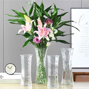 玻璃花瓶透明水养富贵竹百合，花瓶摆件客厅插花干花，北欧家用特大号