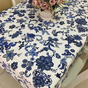 青花瓷2.4米宽纯棉帆布料加厚老粗布床单布料，桌布窗帘布沙发面