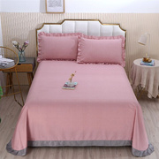 加厚纯棉床单单件全棉斜纹，纯色双人床单三件套单人宿舍床四季通用