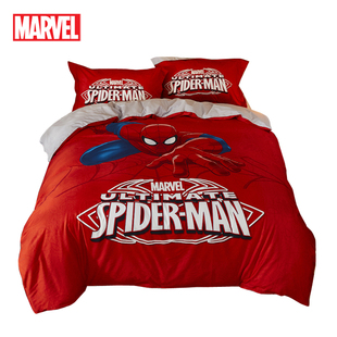 迪士尼disney漫威儿童床上用品四件套，纯棉卡通蜘蛛侠学生床三件套
