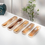 日式木制餐具户外旅行便携带筷子木勺白领学生午餐勺子小麦盒套装