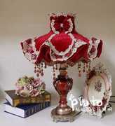 欧式台灯卧室床头灯红色温馨公主田园蕾丝创意时尚结婚庆礼物