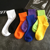 黑色袜子女中筒袜绿色，白色黄色纯色紫色，街头潮流蓝色橙色棉袜男潮