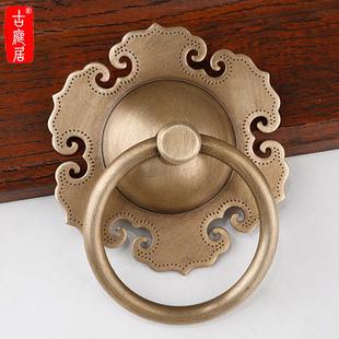 中式仿古木门拉手老式黄铜，门环复古实木，大门门把手古铜拉环拉手