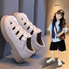 女童鞋子包头镂空罗马鞋2024夏季凉鞋儿童透气小皮鞋女孩洋气单鞋