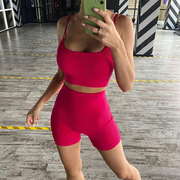 gymsetfitnessyogabra吊带，瑜伽健身服女背心短裤套装带