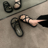高级感拖鞋女2024夏季外穿黑色，法式泰国绝美厚底沙滩夹趾凉鞋