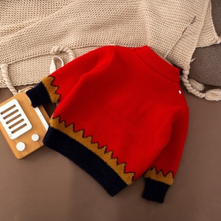定制新年毛衣男童过年喜庆儿童红色拜年服冬季2024龙年本命年衣服