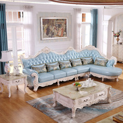 欧式真皮沙发组合客厅拉扣皮沙发，转角l型，皮艺接待小沙发别墅定制