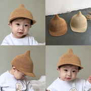 ins夏款婴儿童草帽韩国宝宝，0-2岁可爱造型遮阳防晒帽防风帽子