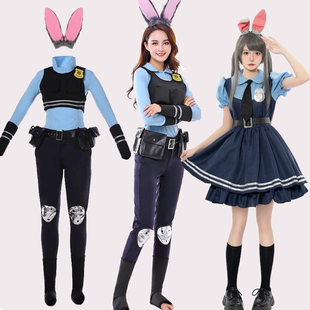 cosplay服兔子朱迪套装cos兔，女警装尼克狐狸，男女秋冬装发箍大码