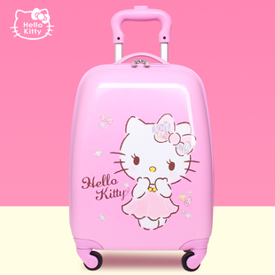凯蒂猫儿童行李箱女孩可爱卡通旅行箱18寸万向轮拉杆箱可坐可
