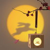 浪漫礼物异见追月投光灯创意中秋氛围夜灯中国风木质灯笼小夜灯