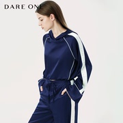 DARE ONE真丝睡衣长袖LE SPORT运动风撞色桑蚕丝家居服套装桑蚕丝